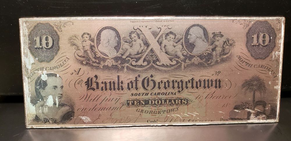 Silver "America's First Bank Notes" 4 Oz. .999 Fine Silver Bar, Bank of Georgetown, SC $10